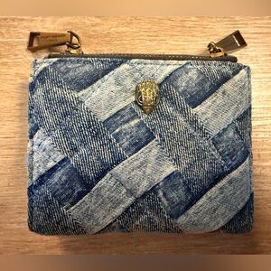 Kurt Geiger London Distressed Denim Wallet Quilted Blue Zip Card Holder